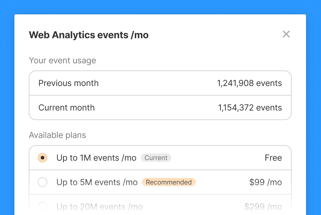 Unlock higher limits with Web Analytics Add-on